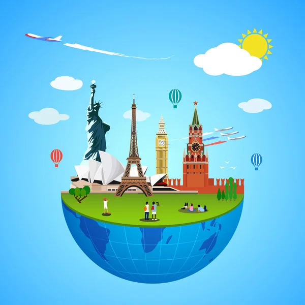 World landmarks concept. Vector illustration for travel design. — Stock Vector