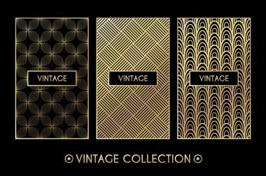Siyah zemin üzerine altın vintage desen