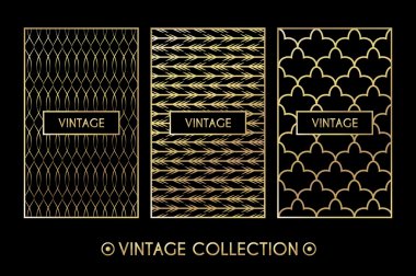 Siyah zemin üzerine altın vintage desen