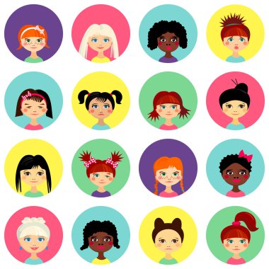 Çokuluslu kadın yüzü avatar profil başkanları