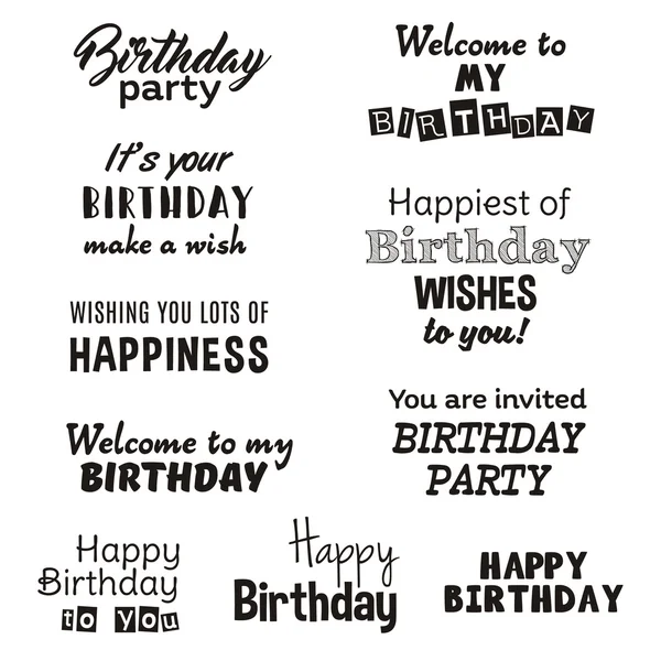 Feliz cumpleaños tipografía texto aislado sobre fondo blanco — Archivo Imágenes Vectoriales