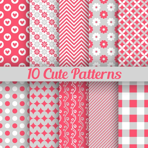 Cute different seamless patterns. Vector illustration — Stock Vector