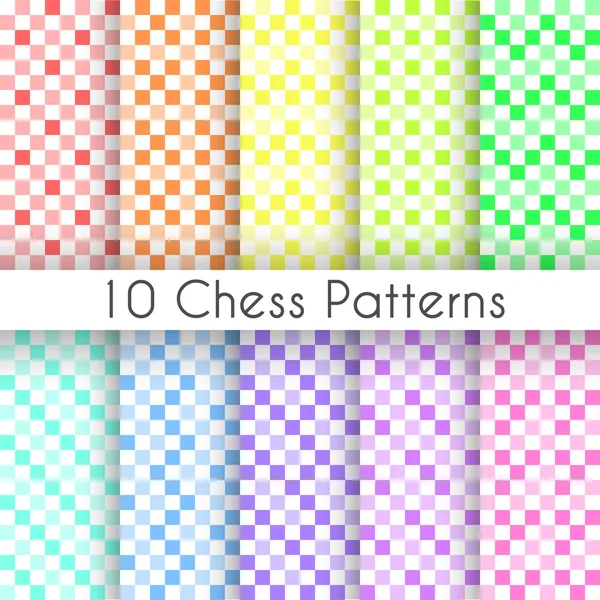 Chess plaid vector seamless patterns. Endless texture — Stock Vector