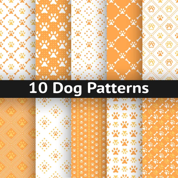 Set of dog seamless vector pattern — Stock Vector