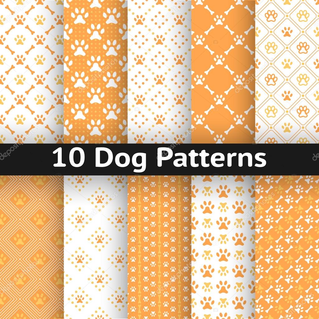 Set of dog seamless vector pattern