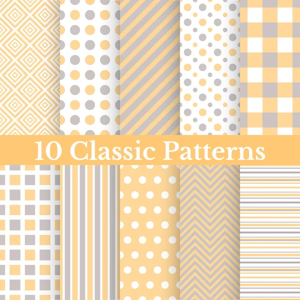 Vintage different vector seamless patterns — Stock Vector