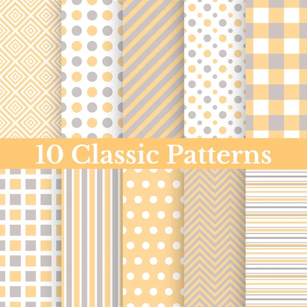 Vintage different vector seamless patterns — Stock Vector