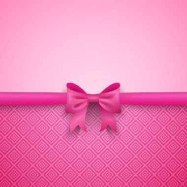 Romantic vector pink background with cute bow and pattern