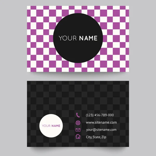 Business card template, purple and white pattern vector design — Stock Vector