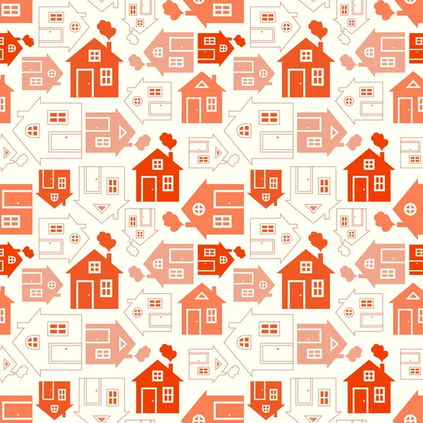 Home sweet home house silhouette and outline seamless pattern — Stock Vector