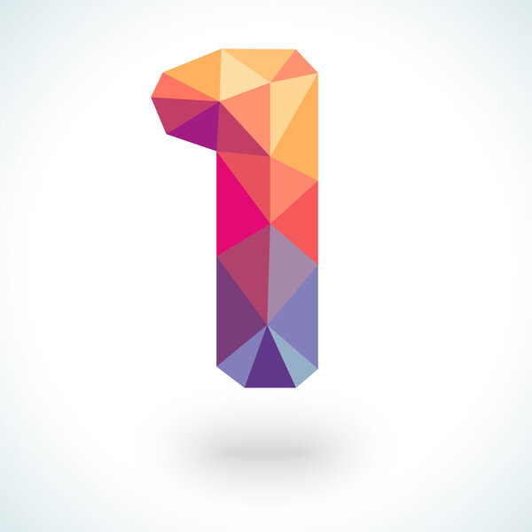 Number one in modern polygonal crystal style. Vector illustration