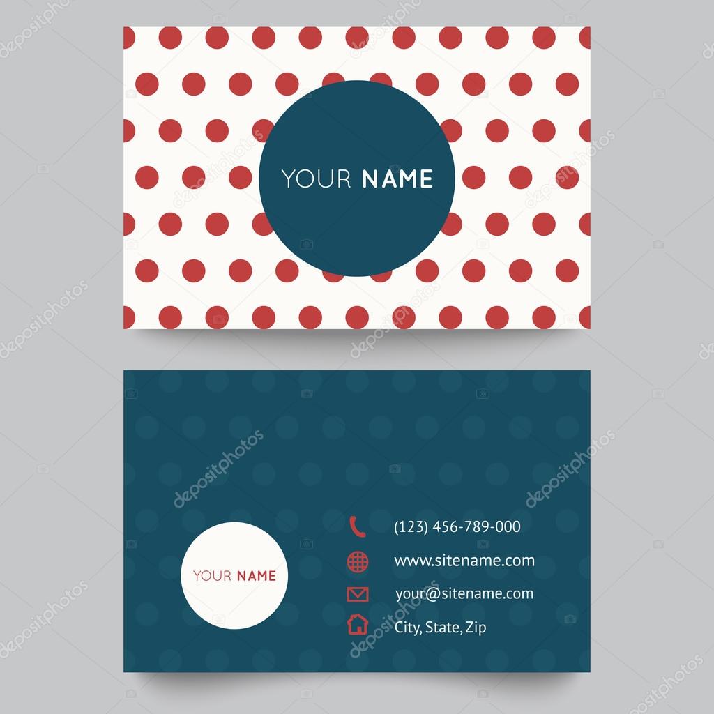 Business card template, red and white pattern vector design