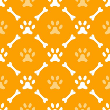 Pençe ayak izi ve kemik hayvan sorunsuz vektör desen