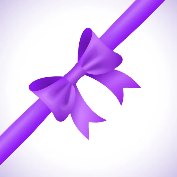 大闪亮的紫色弓和丝带白色背景上。矢量 — 图库矢量图片