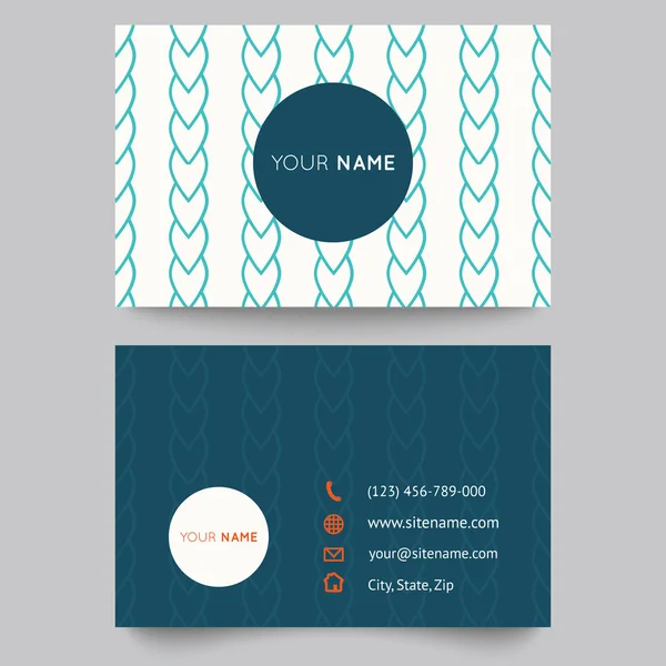 Plantilla de tarjeta de visita, diseño de vector de patrón azul y blanco editable — Vector de stock