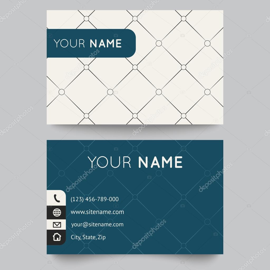 Business card template, black and white pattern vector design