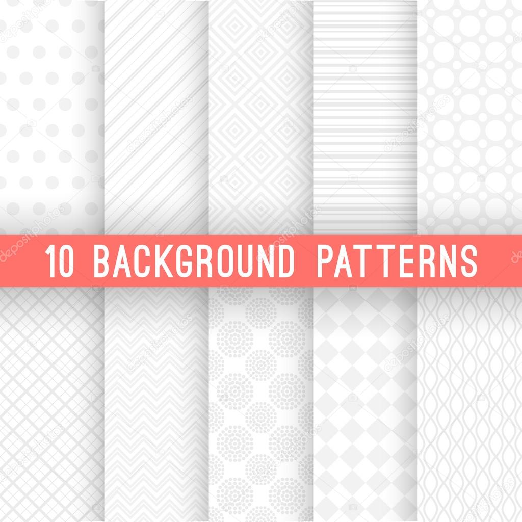 Light grey seamless patterns for universal background. Vector illustration