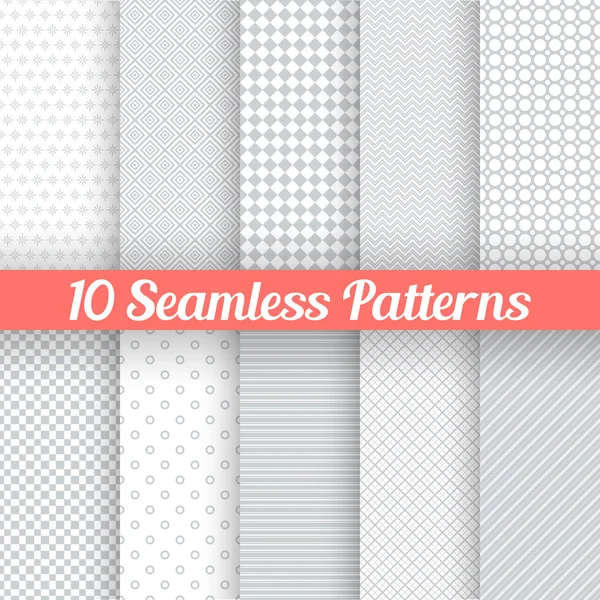 Light grey seamless patterns for universal background. Vector illustration — Stock Vector