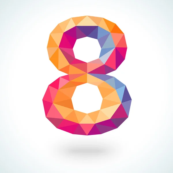 Αριθμός οκτώ στη σύγχρονη κρύσταλλο πολυγωνικό στυλ. Διάνυσμα — Διανυσματικό Αρχείο