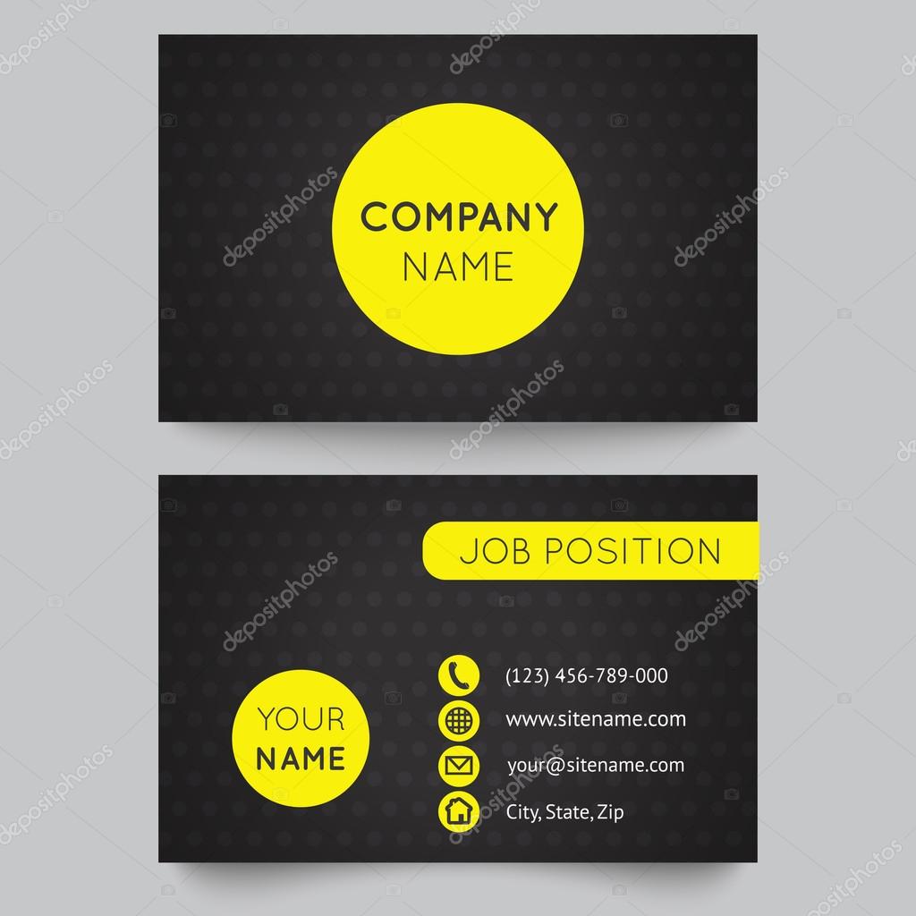 ✅ business card template, yellow and black pattern vector