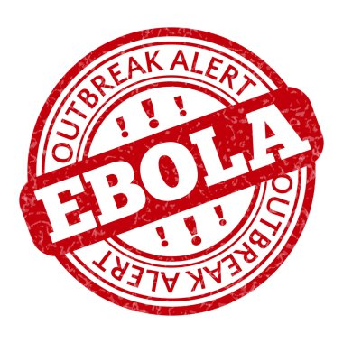 Ebola kavramı metin beyaz zemin üzerine kırmızı pul