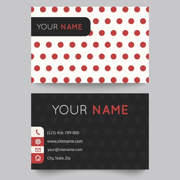 Business card template, red and white pattern vector design — Stock Vector