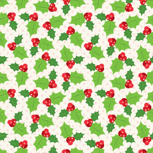 Seamless mönster av holly berry kvist. vektor illustration — Stock vektor