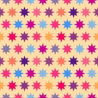 Retro renkli yıldız seamless modeli. Vektör çizim