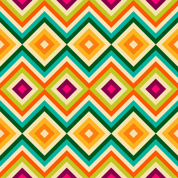 民族部族ジグザグ ジグザグと菱形のシームレスなパターン. — ストックベクタ