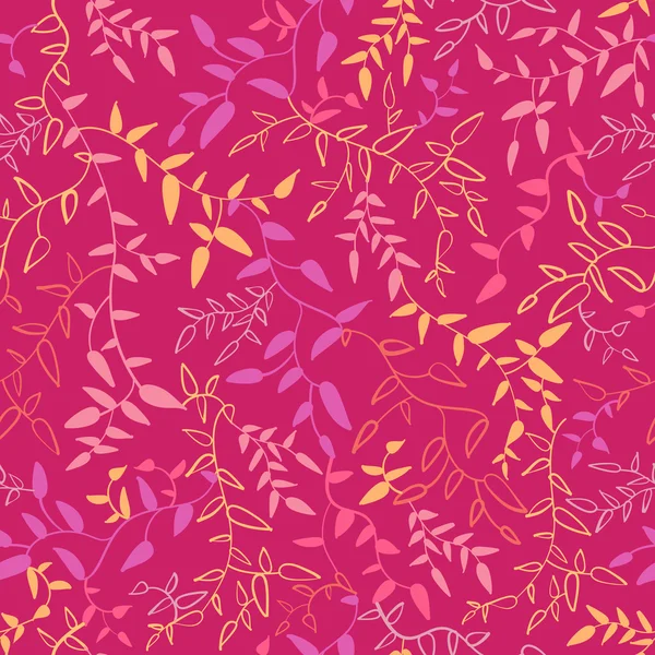 Цветочный бесшовный узор с листьями. Векторная иллюстрация — стоковый вектор