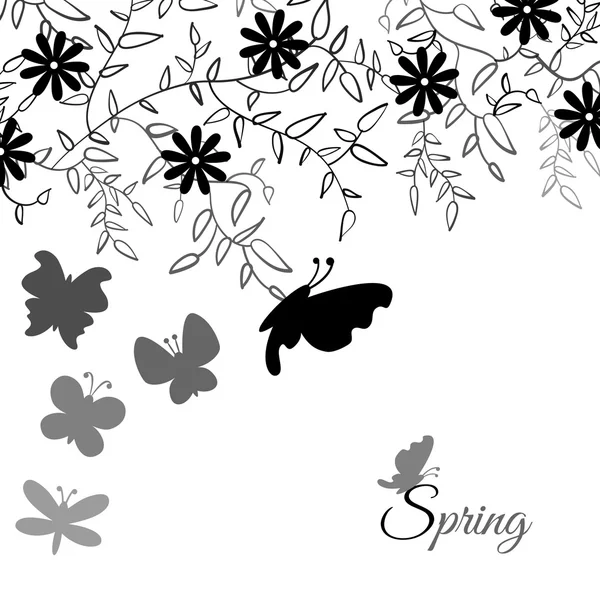Букет милих квітів і метеликів, квітковий фон. Векторні — стоковий вектор