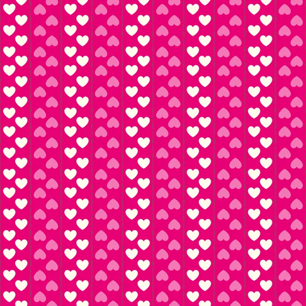 ハート形ベクトル シームレス パターン。ピンクと白の色 — ストックベクタ