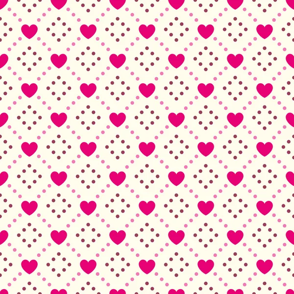 Modello senza cuciture vettoriale a forma di cuore. Colori rosa e bianco — Vettoriale Stock