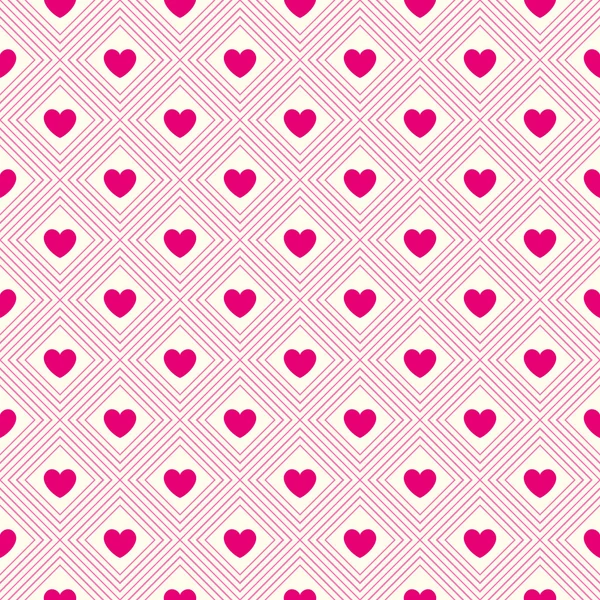 Forma del corazón vector patrón sin costura. Colores rosa y blanco — Vector de stock