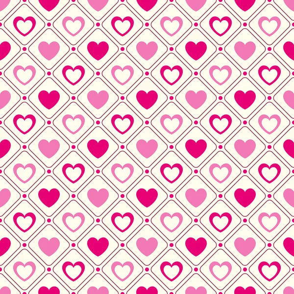 Modello senza cuciture vettoriale a forma di cuore. Colori rosa e bianco — Vettoriale Stock