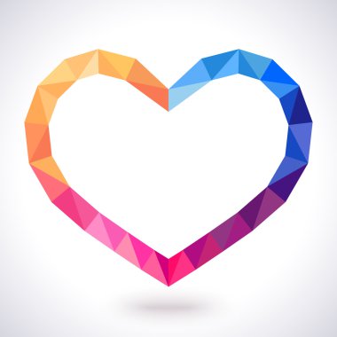 Romantik poligonal kalpli çerçeve. Lovely için vektör çizim