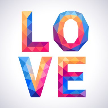 Romantik poligonal aşk kavramı kartı. Vektör çizim