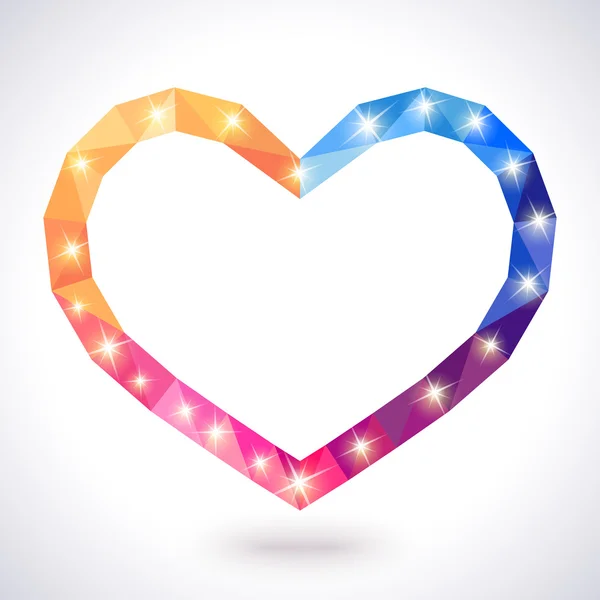 Romantische veelhoekige hart frame. Vectorillustratie voor mooie — Stockvector