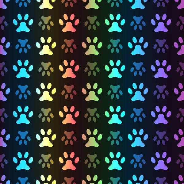 Animal seamless spectrum vector pattern of paw footprint — Stock Vector