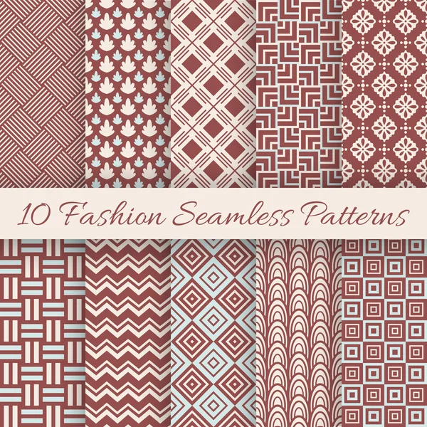 Fashion marsala color seamless pattern set. Vector illustration — Stock Vector