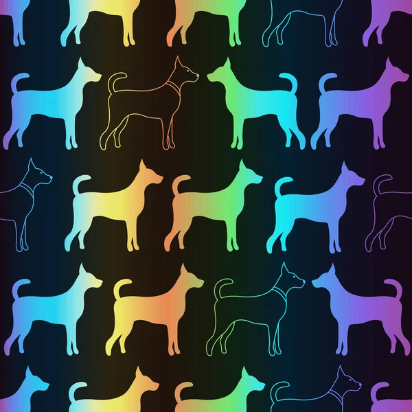 Bright spectrum seamless pattern of dog silhouettes — Stock Vector