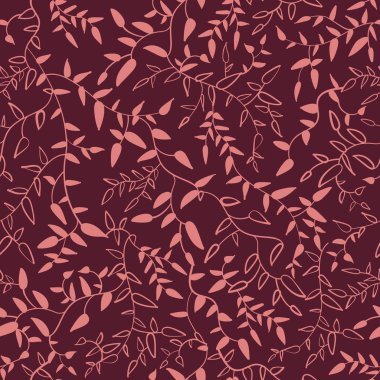 Marsala yaprakları ile çiçek seamless modeli. Vektör çizim