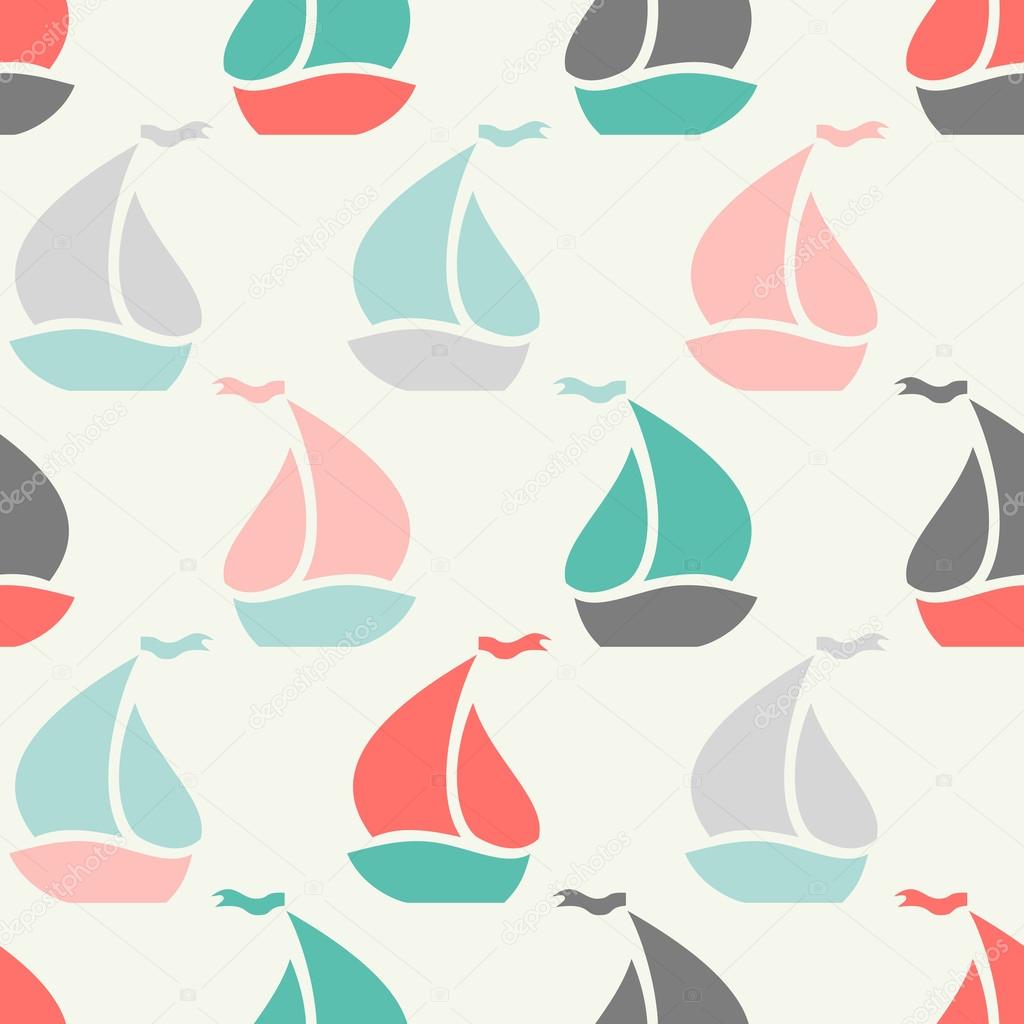 Sailboat shape seamless pattern. Vector illustration for marine design