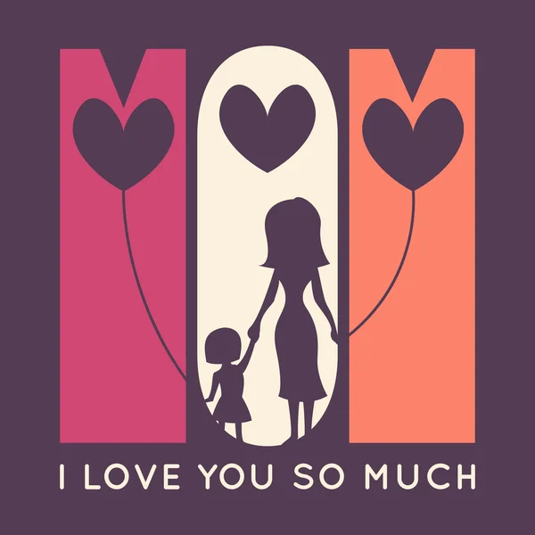 Happy Mother Day retro wenskaart. Vectorillustratie — Stockvector