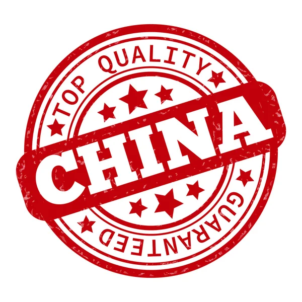 Gemaakt in China rode vectorafbeelding. Ronde Rubberstempel geïsoleerd — Stockvector