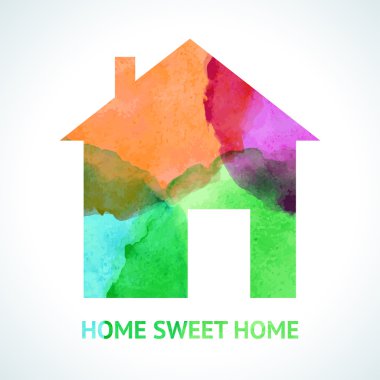 Beyaz zemin üzerine suluboya tatlı ev simgesini. Vektör çizim