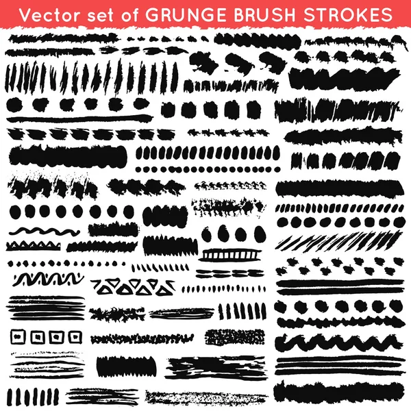 Set of grunge and ornamental different brush strokes. Vector illustration — Stock Vector
