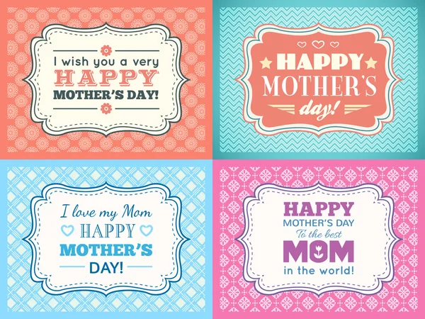 Happy Mothers set di carte di giorno. Tipografia tipo di carattere lettera — Vettoriale Stock