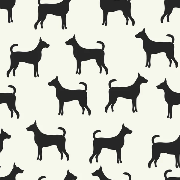 Dierlijke naadloze vector patroon van hond silhouetten — Stockvector