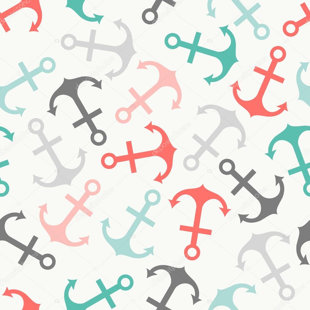 Seamless vector pattern of anchor shape and line